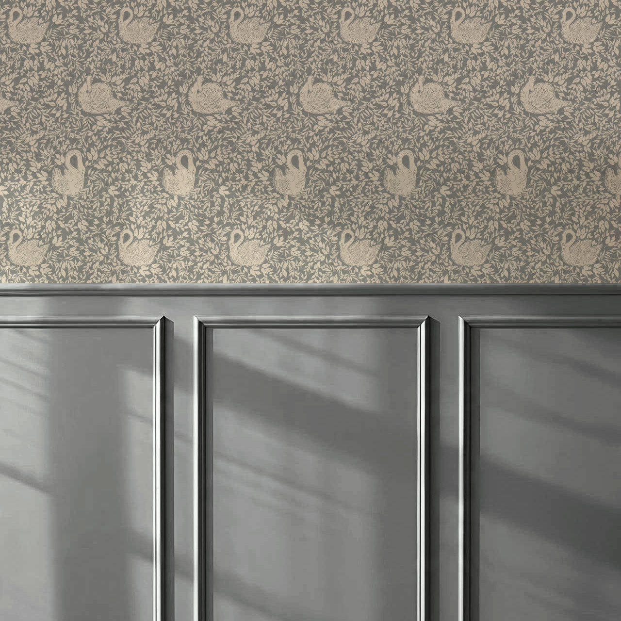 Margot Smoky Gray Swans Wallpaper