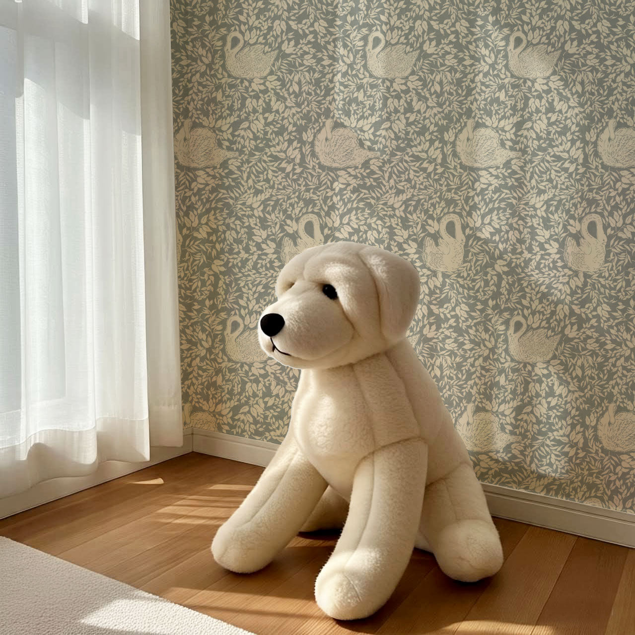 Margot Smoky Gray Swans Wallpaper