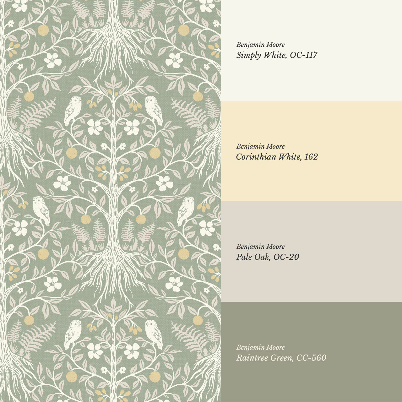 Mariana Verdant Forest Sage Cream Wallpaper