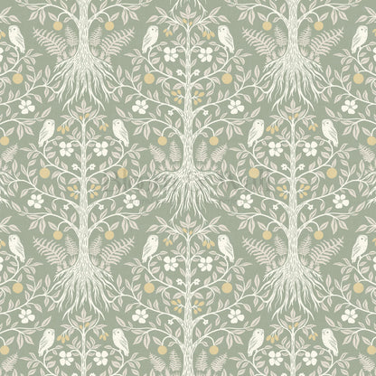 Mariana Verdant Forest Sage Cream Wallpaper
