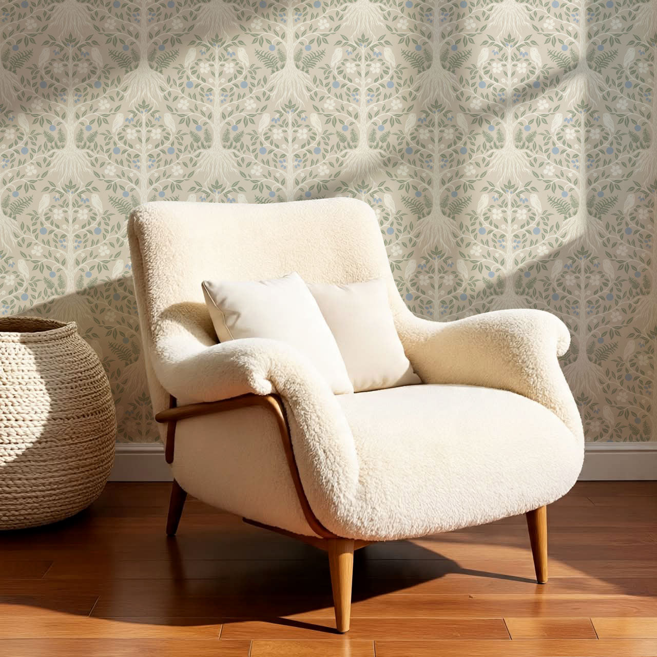 Mariana Verdant Forest Beige Sage Wallpaper