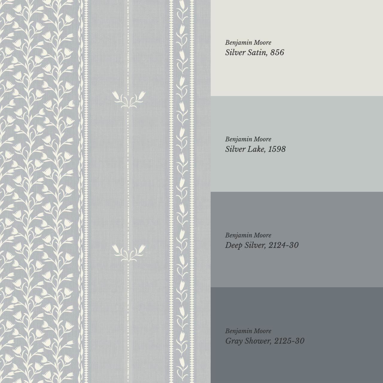 Marietta Tulip Dove Gray Wallpaper