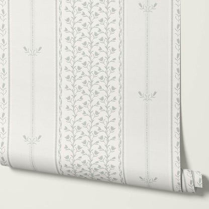 Marietta Tulip Silver Sage Wallpaper