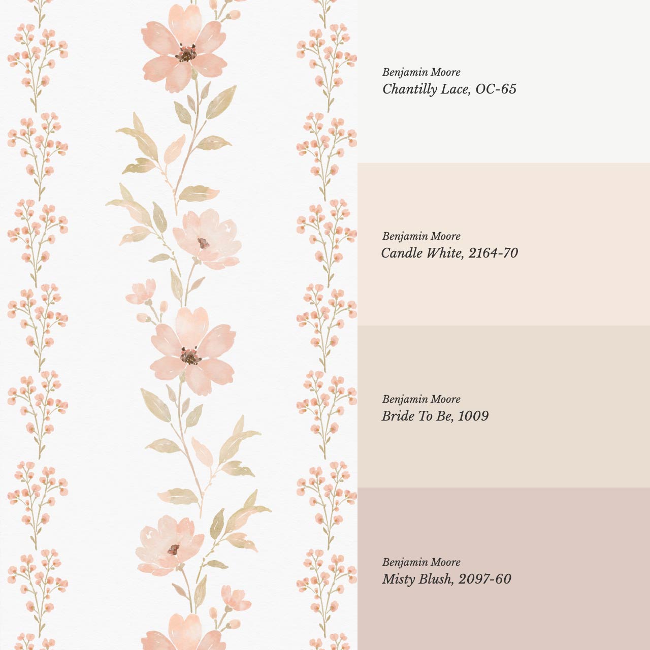 Marina Coral Cosmo Watercolor Vines Cream Peach Wallpaper