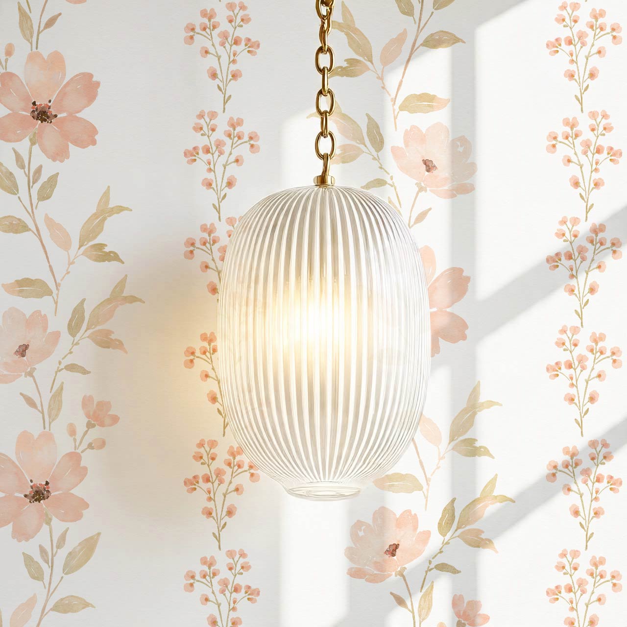 Marina Coral Cosmo Watercolor Vines Cream Peach Wallpaper