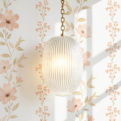 Marina Coral Cosmo Watercolor Vines Cream Peach Wallpaper