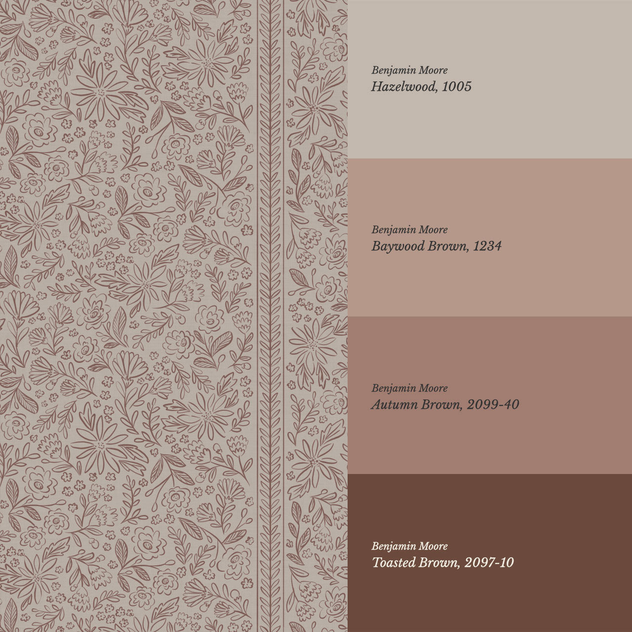 Marion Romantic Vertical Mahogany Vines Wallpaper