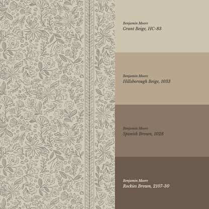 Marion Romantic Vertical Taupe Brown Vines Wallpaper