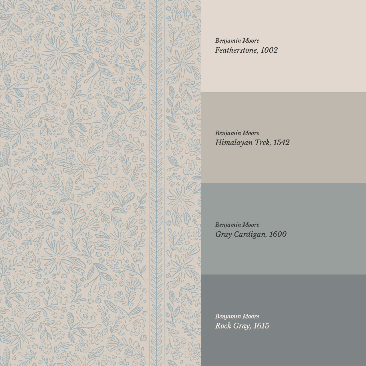Marion Romantic Vertical Misty Blue Vines Wallpaper
