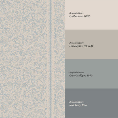 Marion Romantic Vertical Misty Blue Vines Wallpaper
