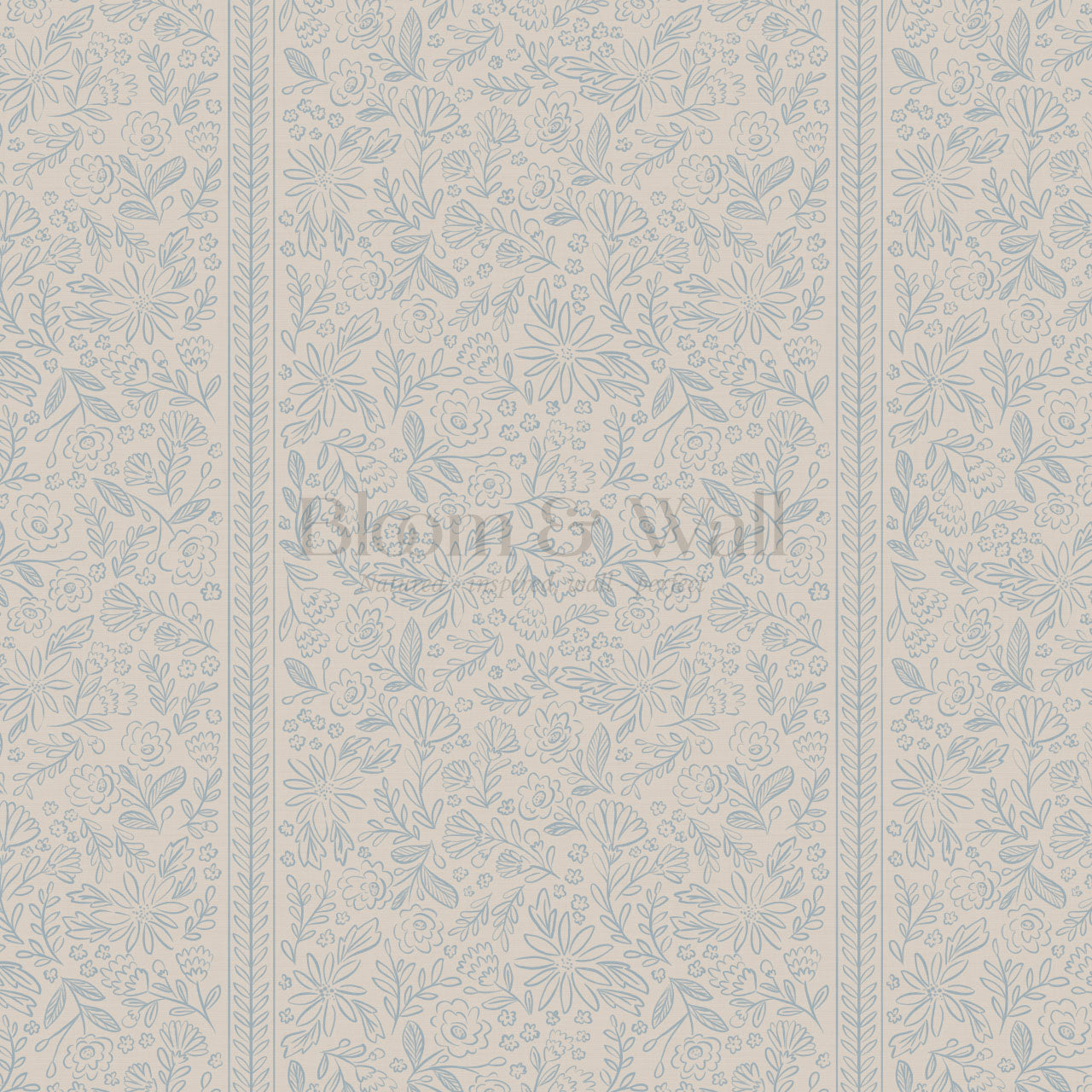 Marion Romantic Vertical Misty Blue Vines Wallpaper