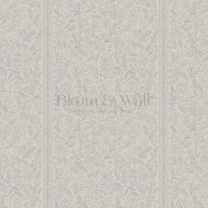 Marion Romantic Vertical Misty Blue Vines Wallpaper