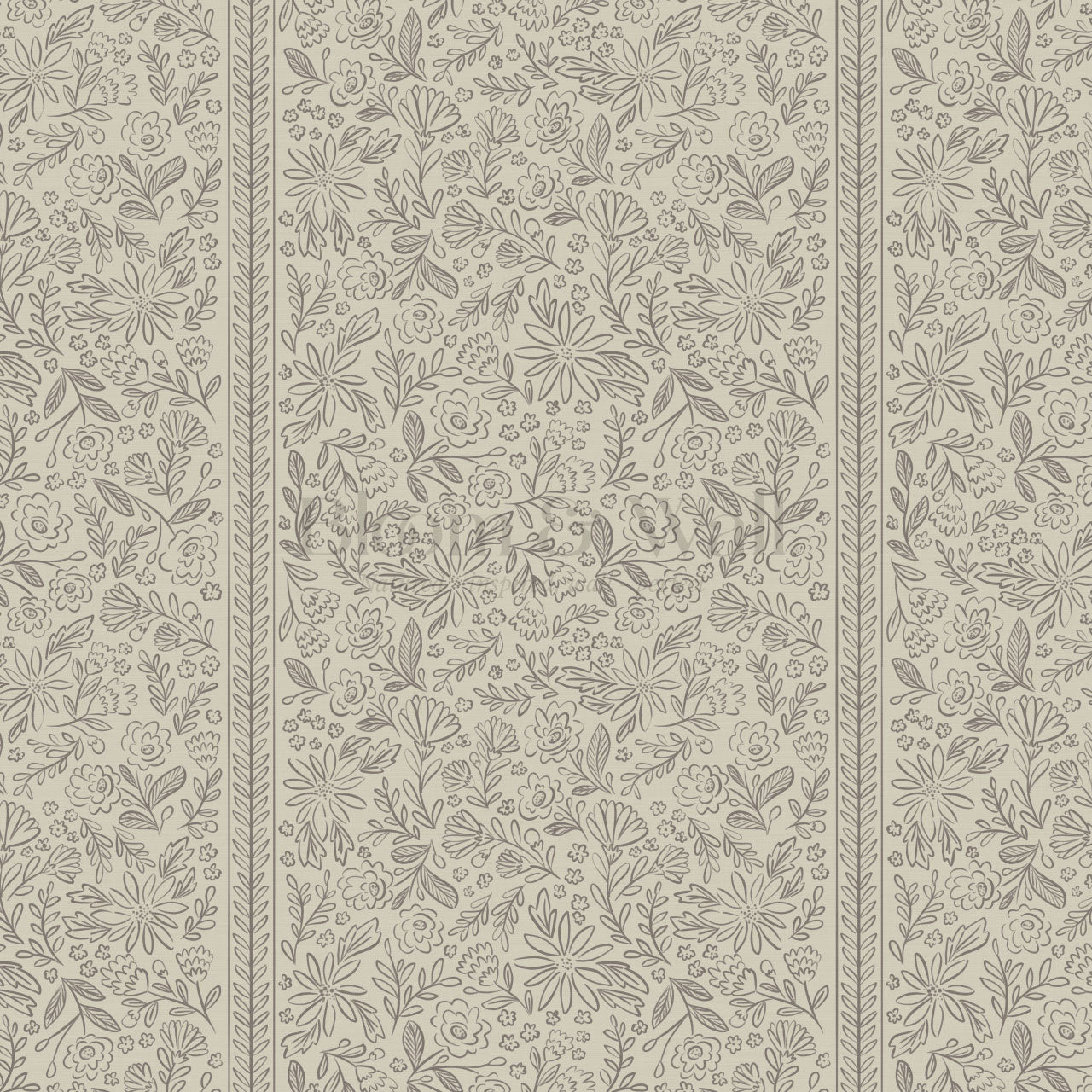 Marion Romantic Vertical Taupe Brown Vines Wallpaper