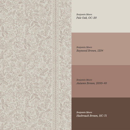 Marion Romantic Vertical Brown Mauve Vines Wallpaper