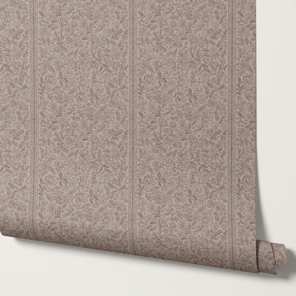 Marion Romantic Vertical Mahogany Vines Wallpaper
