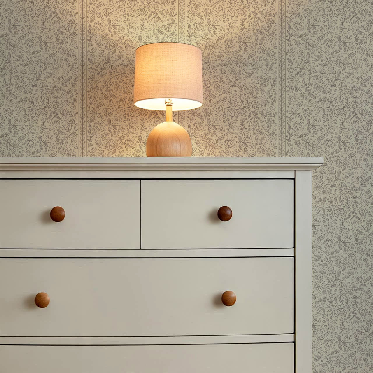 Marion Romantic Vertical Taupe Brown Vines Wallpaper