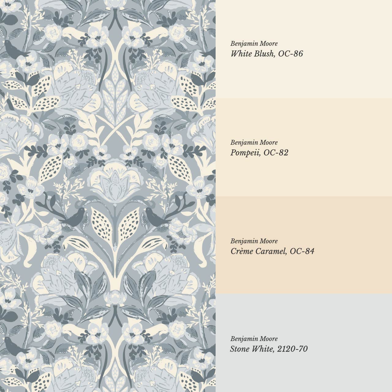 Marisol Ornamental Floral Dove Blue Wallpaper