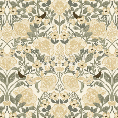 Marisol Ornamental Floral Honey Green Wallpaper