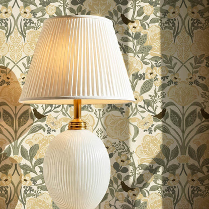 Marisol Ornamental Floral Honey Green Wallpaper