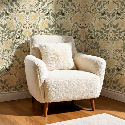 Marisol Ornamental Floral Honey Green Wallpaper
