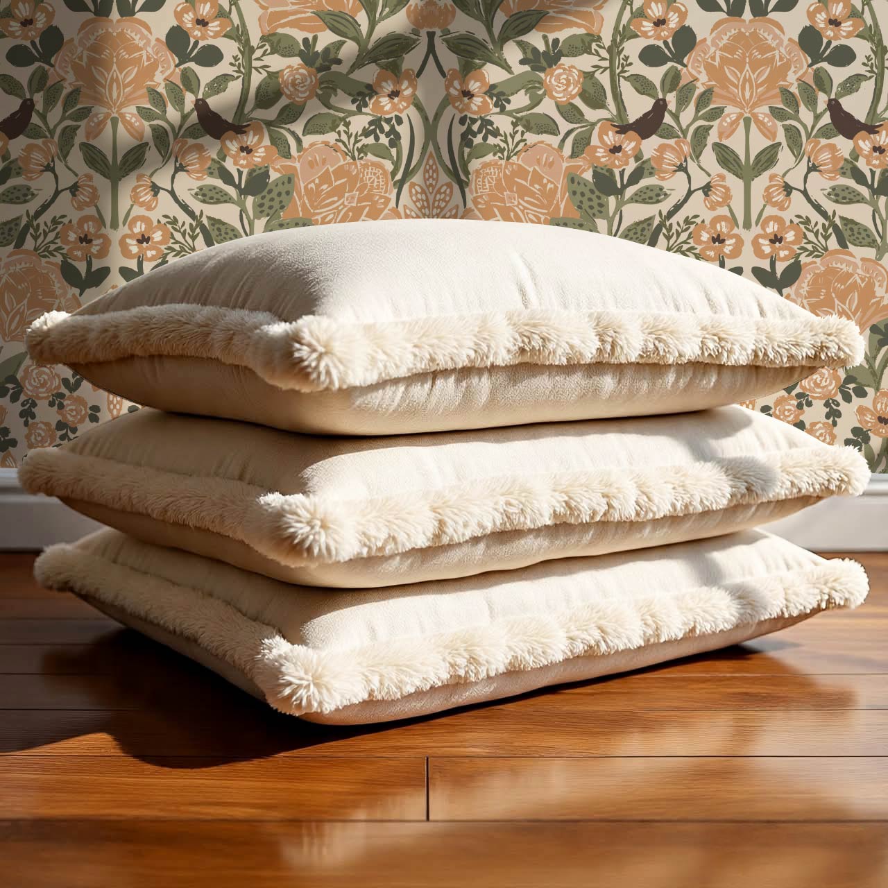 Marisol Ornamental Floral Taupe Peach Wallpaper