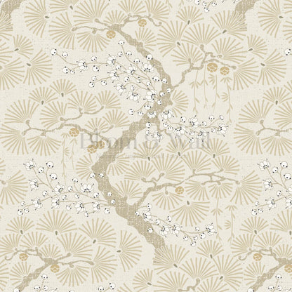 Marlee Large Japanese Pine Trees Beige Wallpaper