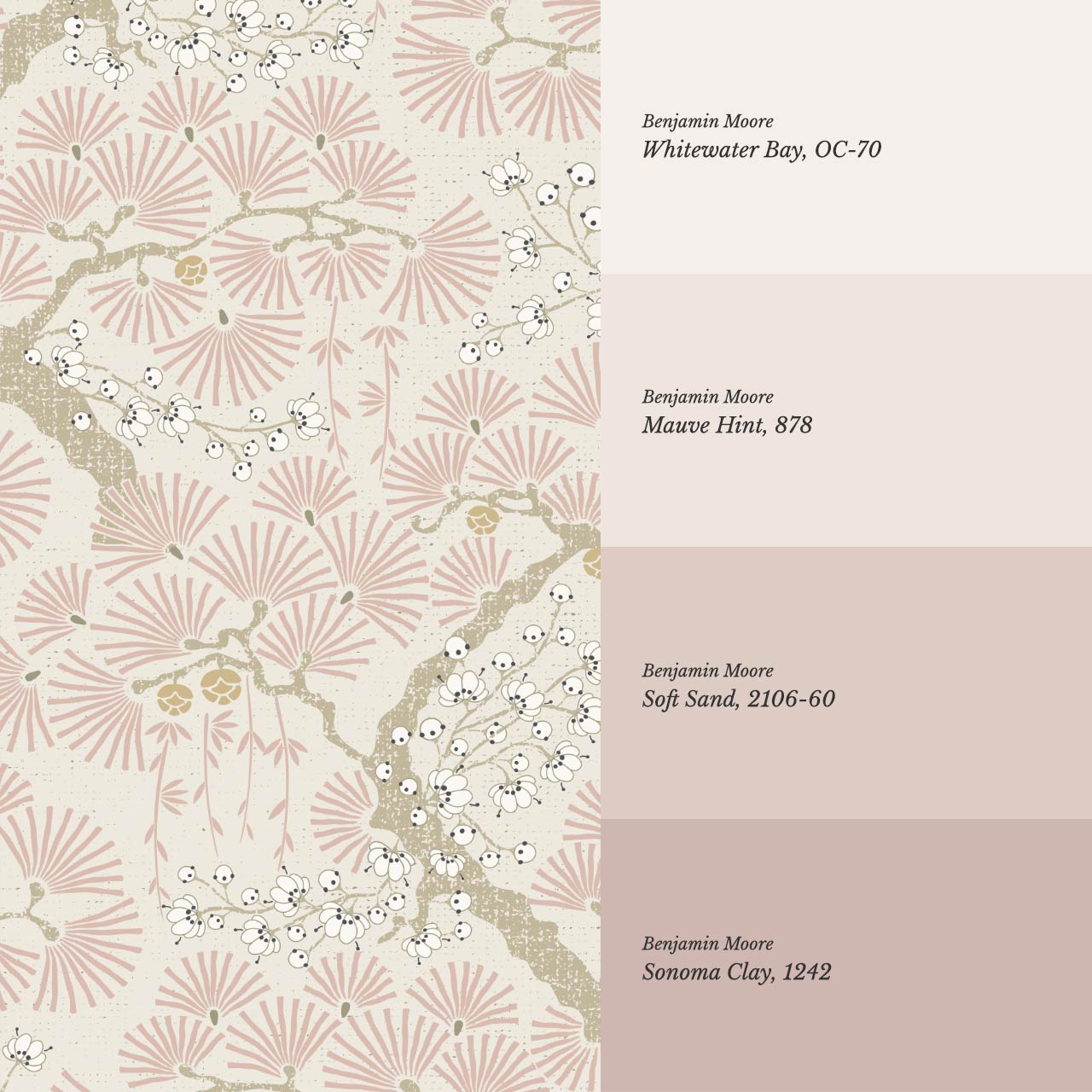 Marlee Large Japanese Pine Trees Pink Wallpaper