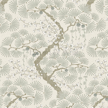 Marlee Large Japanese Pine Trees Dry Sage Wallpaper