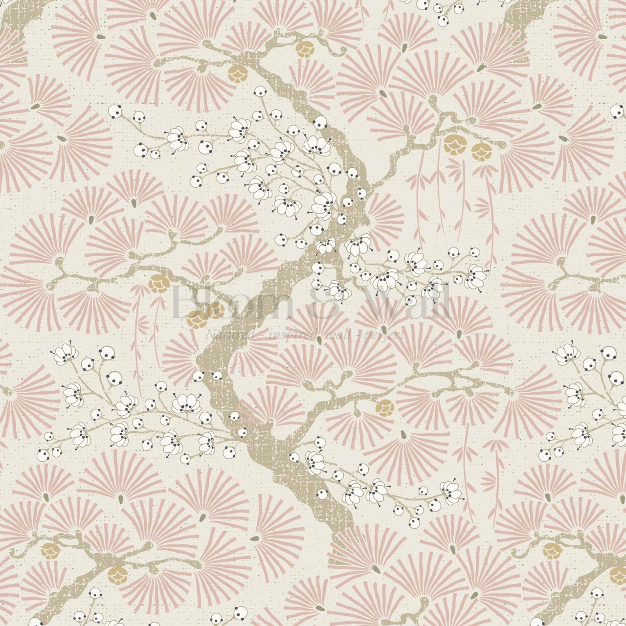 Marlee Large Japanese Pine Trees Pink Wallpaper