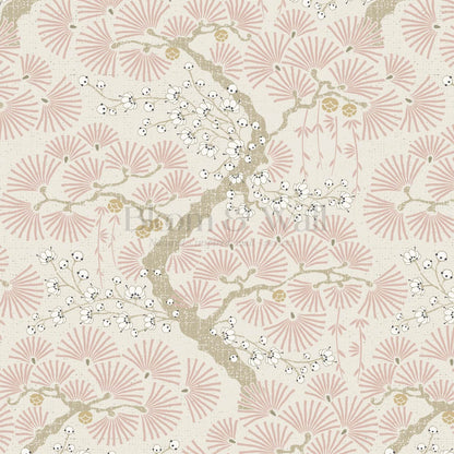 Marlee Large Japanese Pine Trees Pink Wallpaper