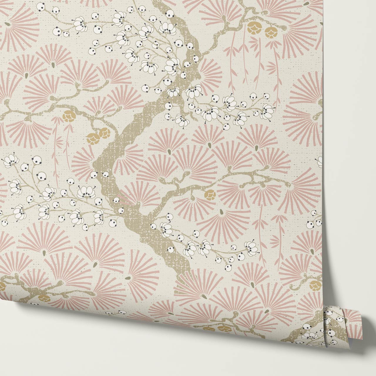 Marlee Large Japanese Pine Trees Pink Wallpaper