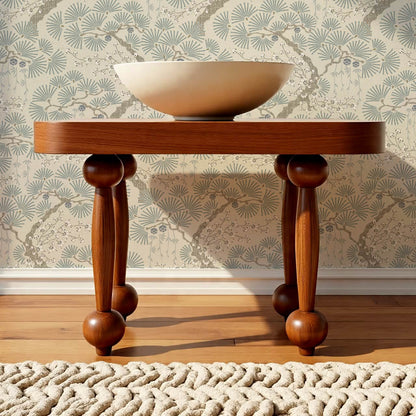 Marlee Large Japanese Pine Trees Blue Wallpaper