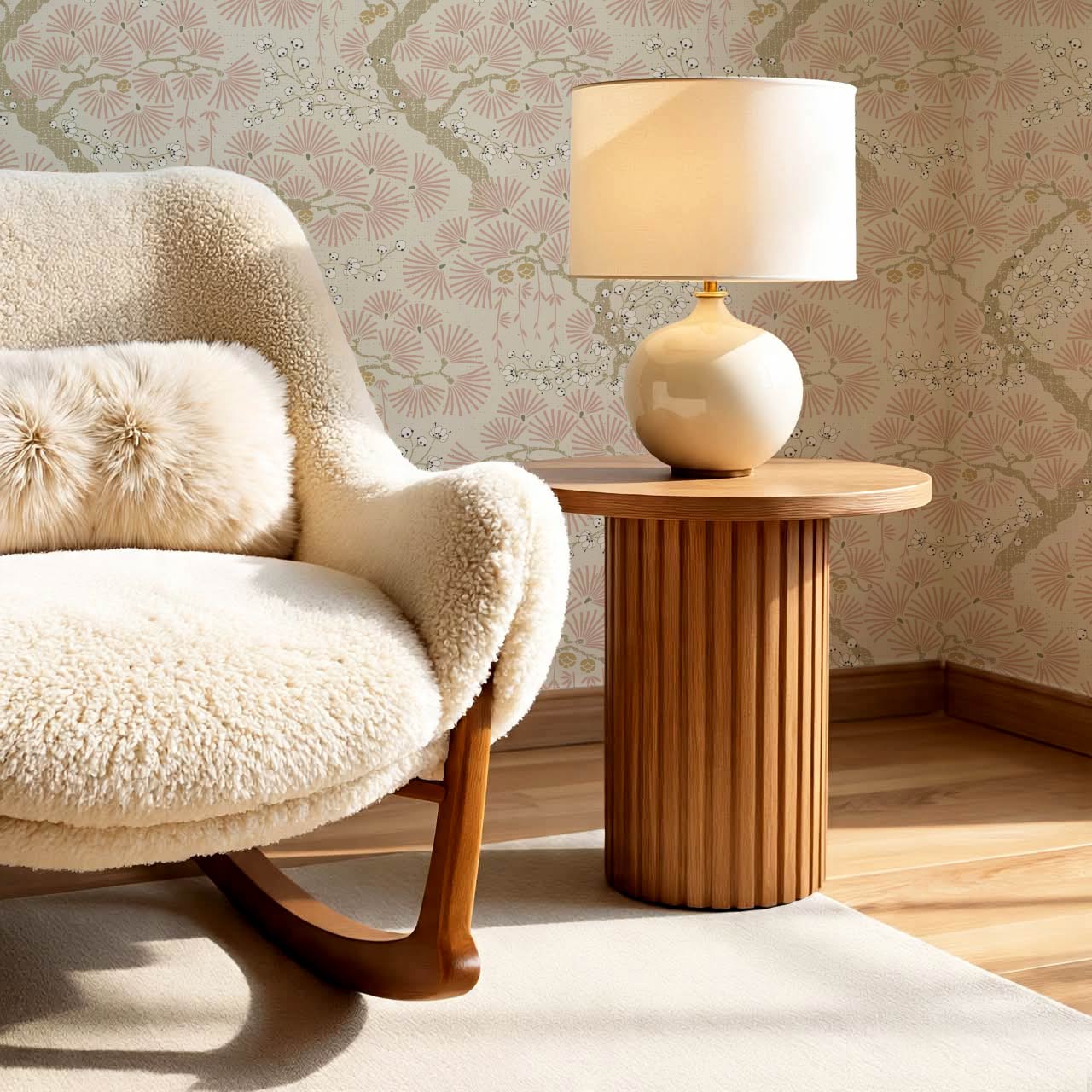 Marlee Large Japanese Pine Trees Pink Wallpaper