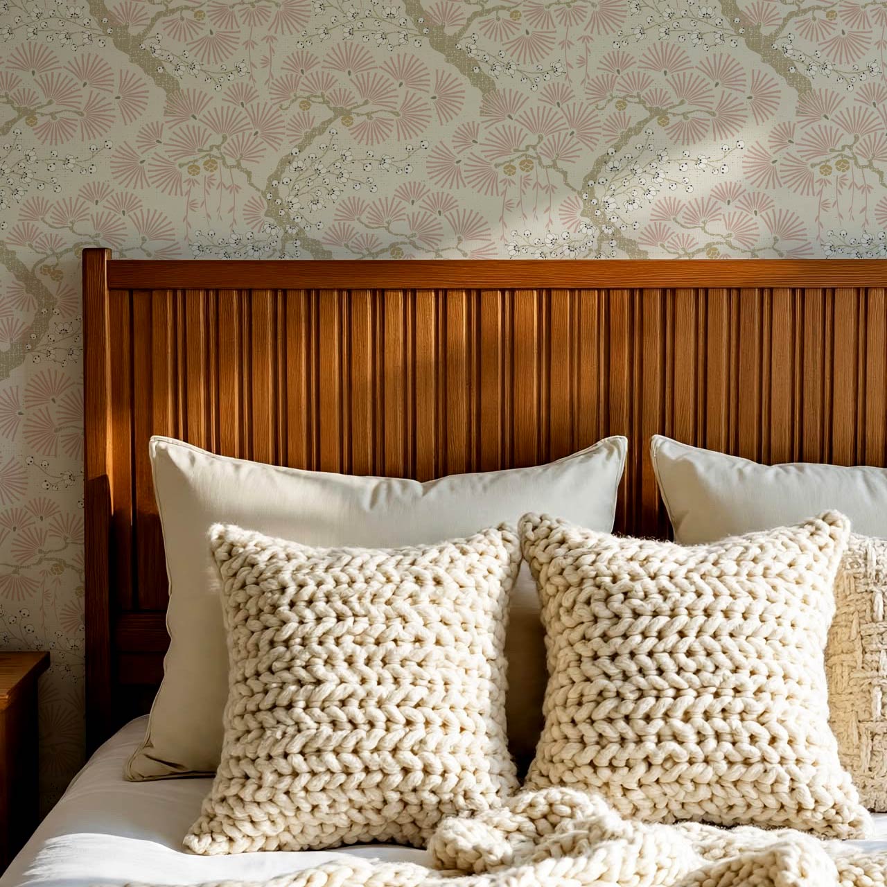 Marlee Large Japanese Pine Trees Pink Wallpaper