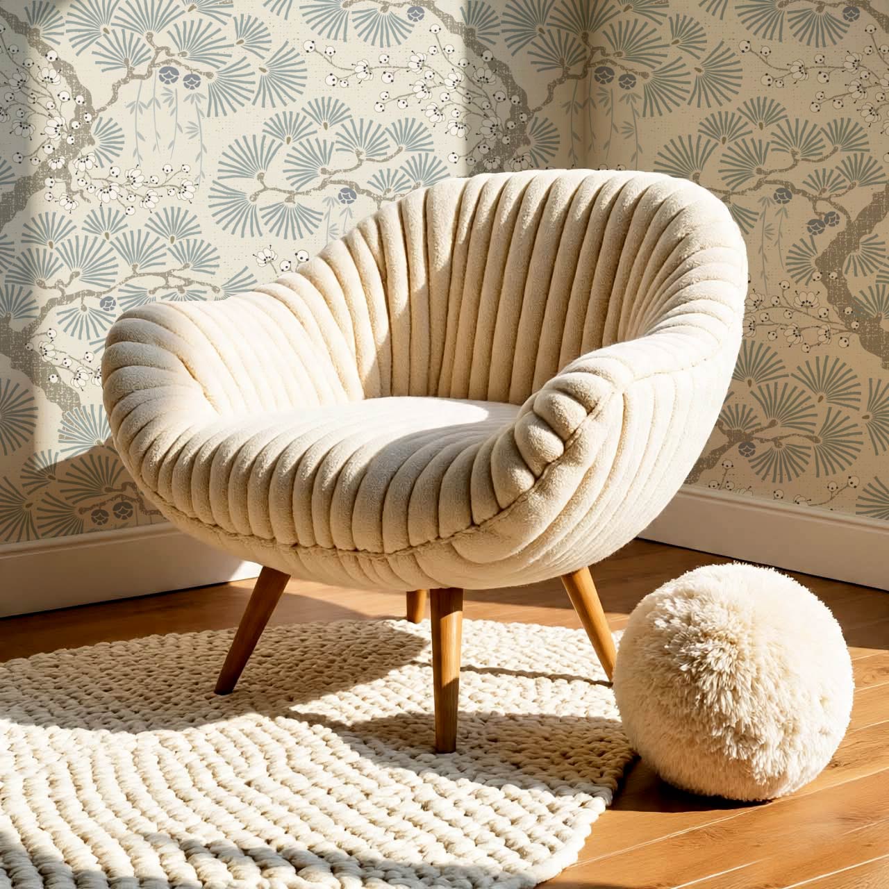 Marlee Large Japanese Pine Trees Blue Wallpaper