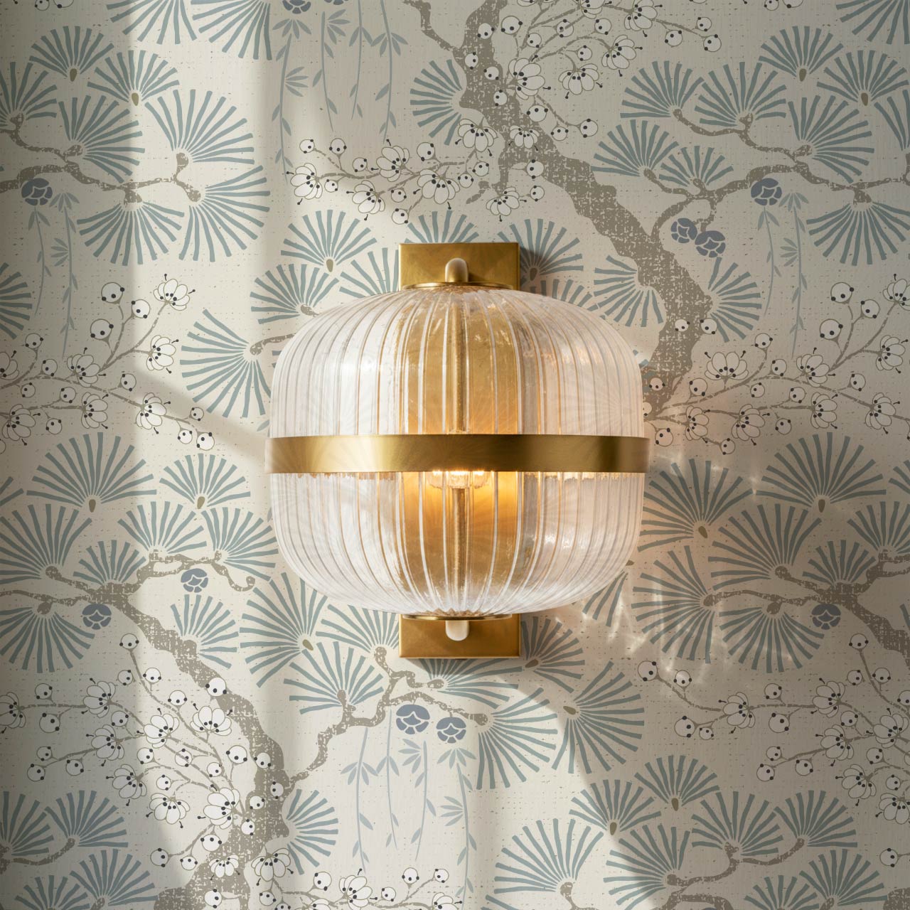 Marlee Large Japanese Pine Trees Blue Wallpaper