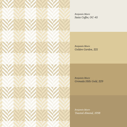 Marta Textured Check Plaid Gold Wallpaper