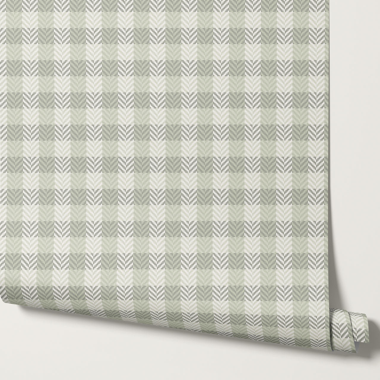 Marta Textured Check Plaid Sage Wallpaper
