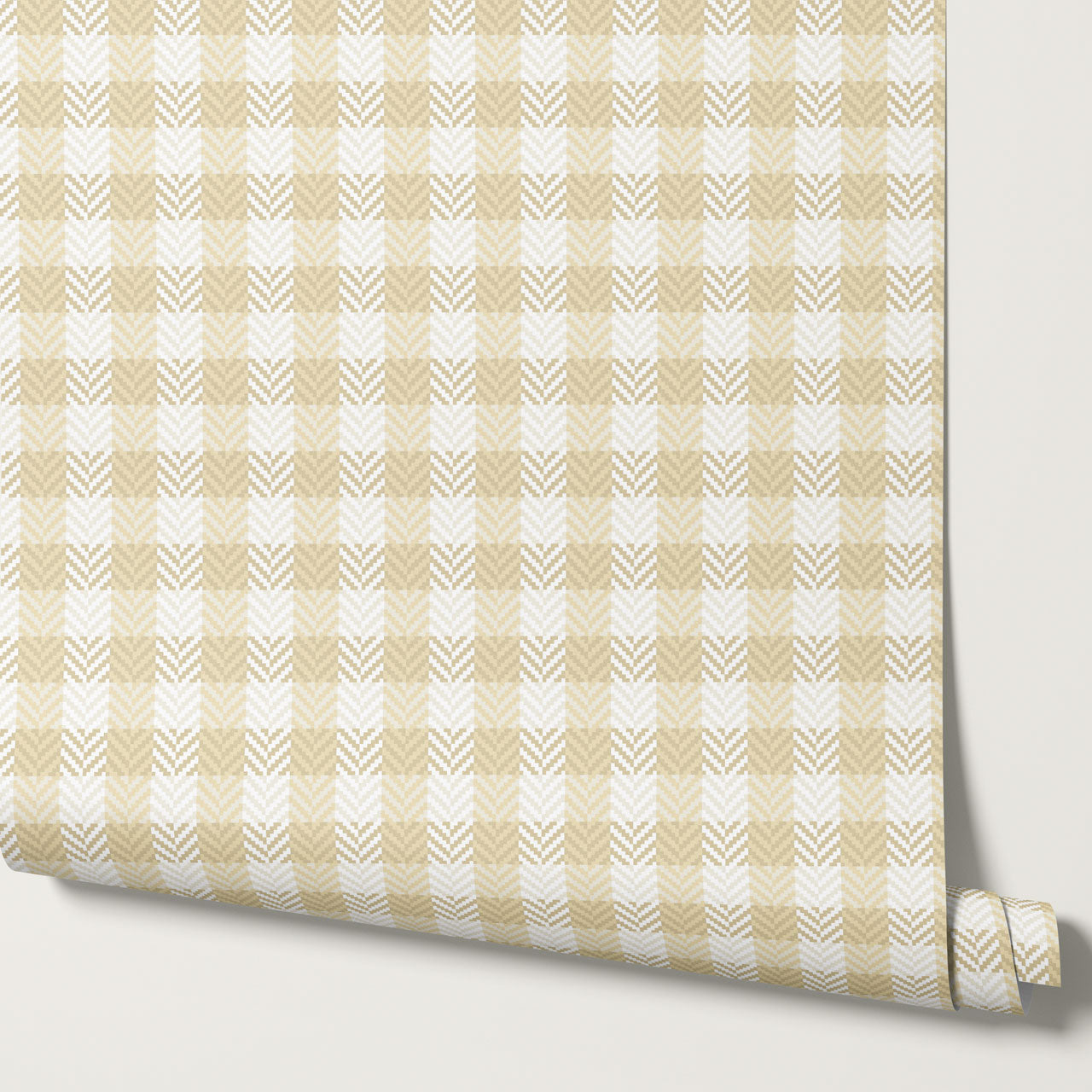 Marta Textured Check Plaid Gold Wallpaper