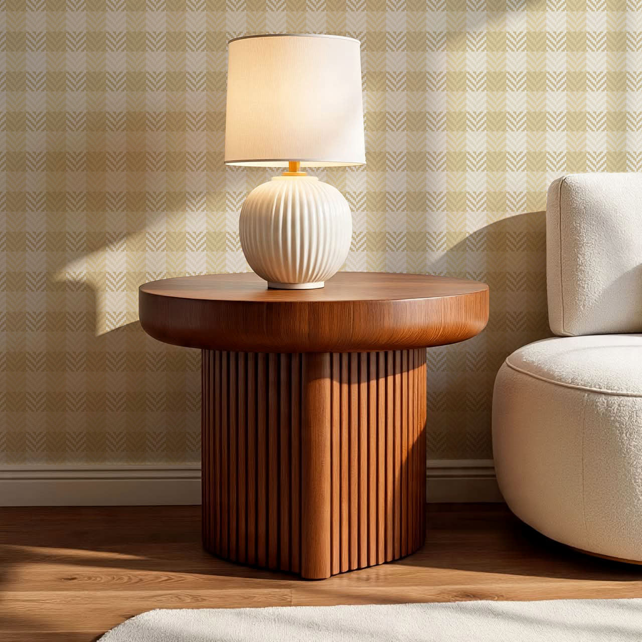 Marta Textured Check Plaid Gold Wallpaper