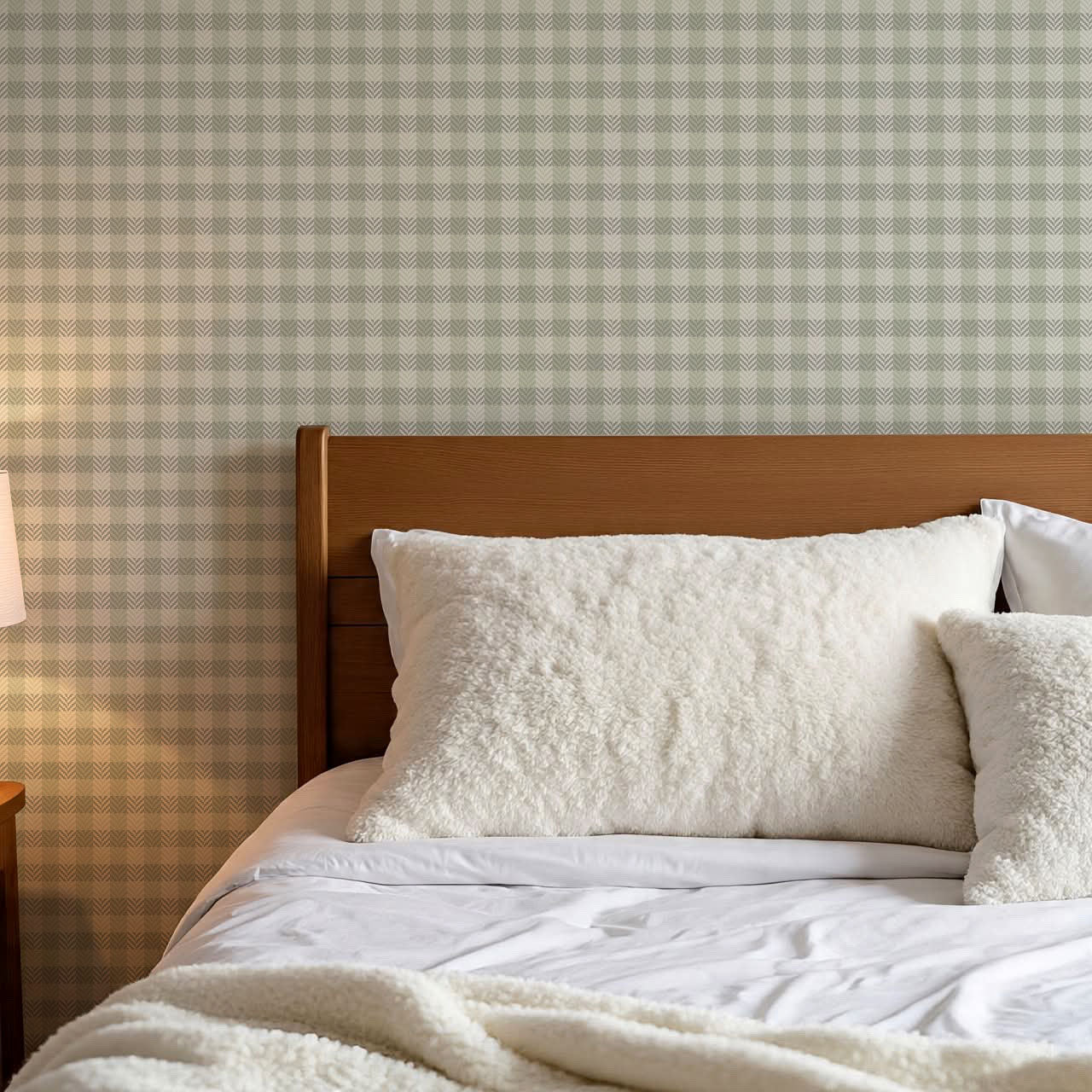 Marta Textured Check Plaid Sage Wallpaper