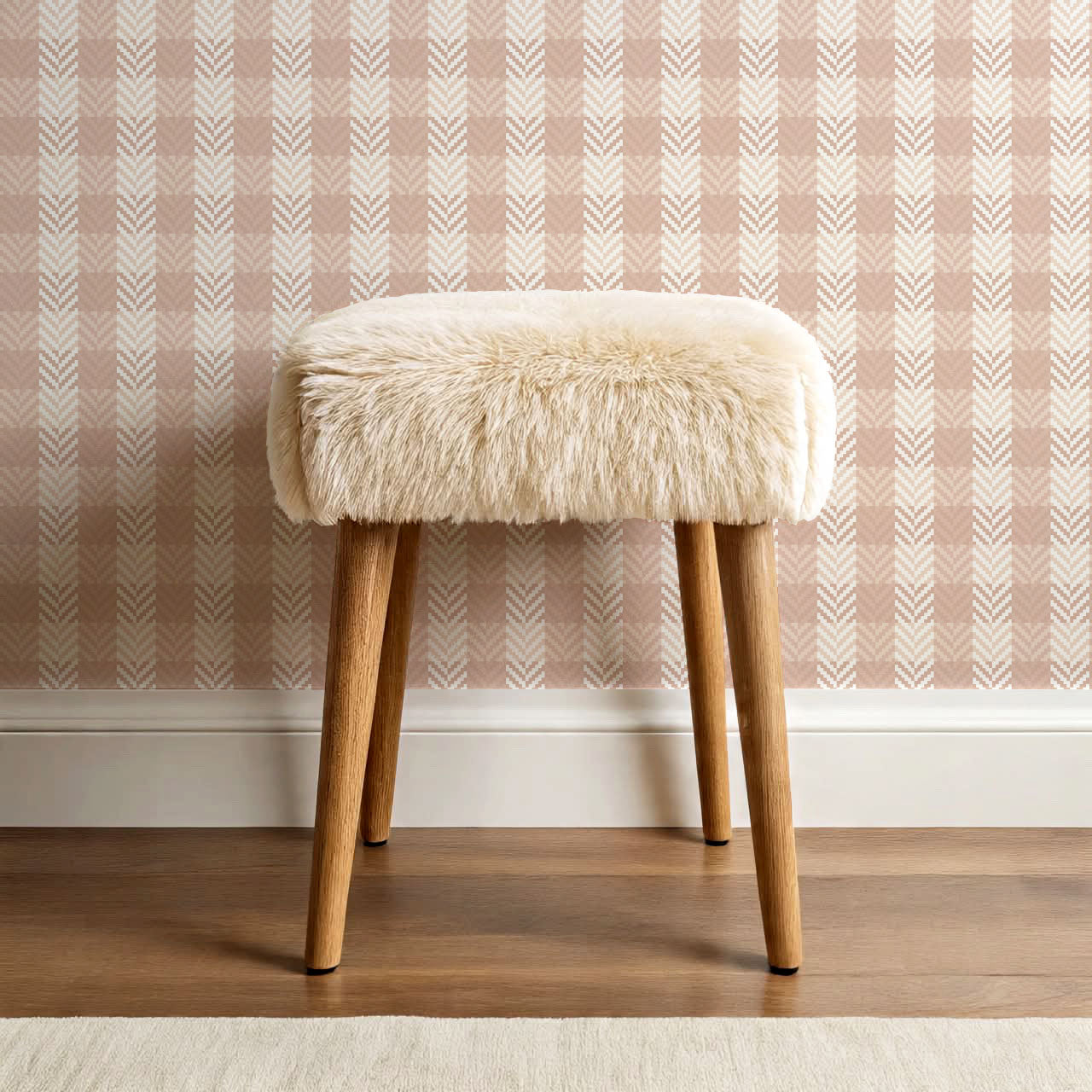 Marta Textured Check Plaid Blush Wallpaper
