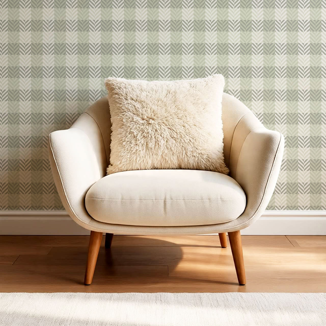Marta Textured Check Plaid Sage Wallpaper