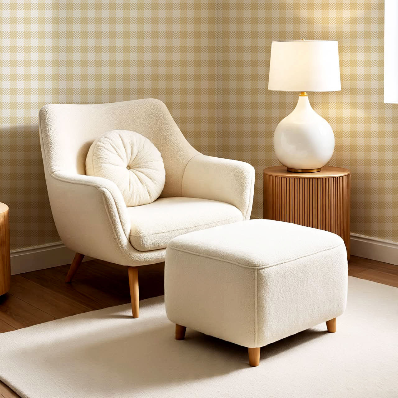 Marta Textured Check Plaid Gold Wallpaper