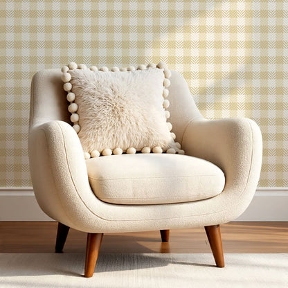 Marta Textured Check Plaid Gold Wallpaper