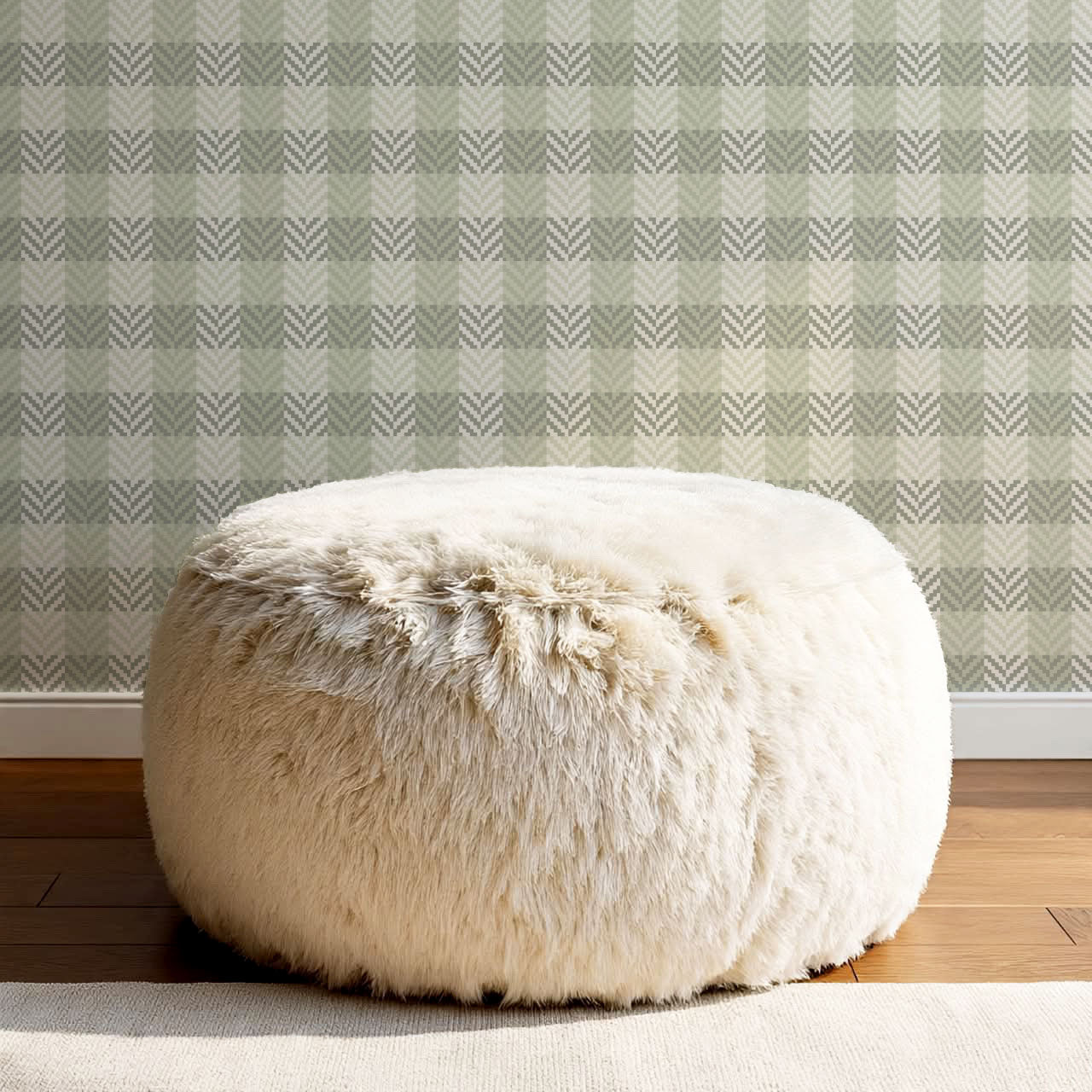 Marta Textured Check Plaid Sage Wallpaper