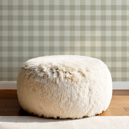Marta Textured Check Plaid Sage Wallpaper