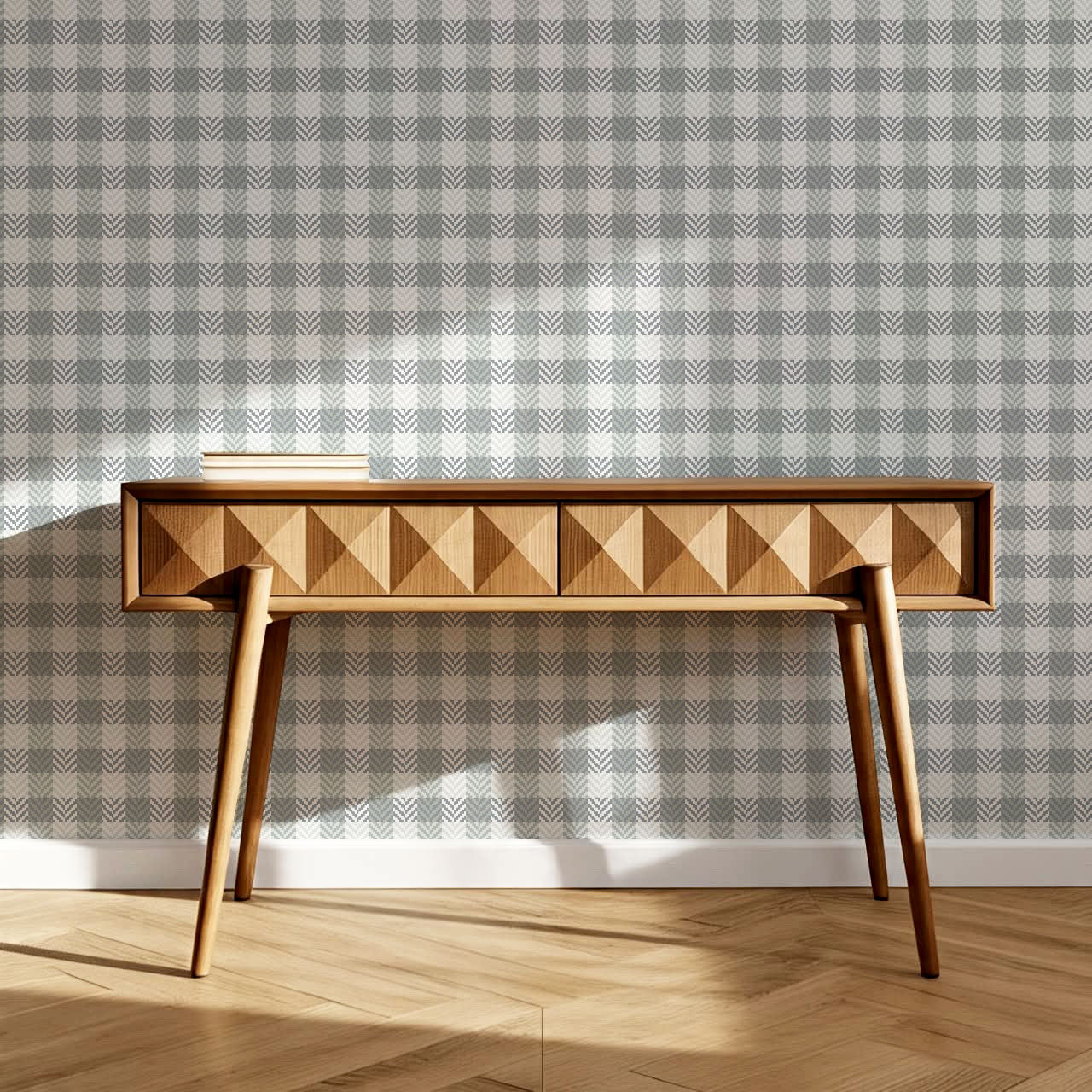 Marta Textured Check Plaid Slate Wallpaper