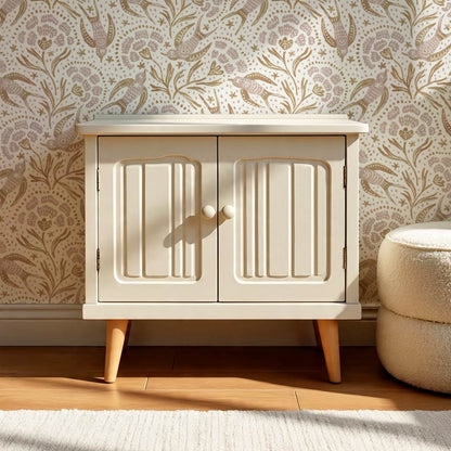 Martina Happy Folk Birds Pale Berry Olive Wallpaper