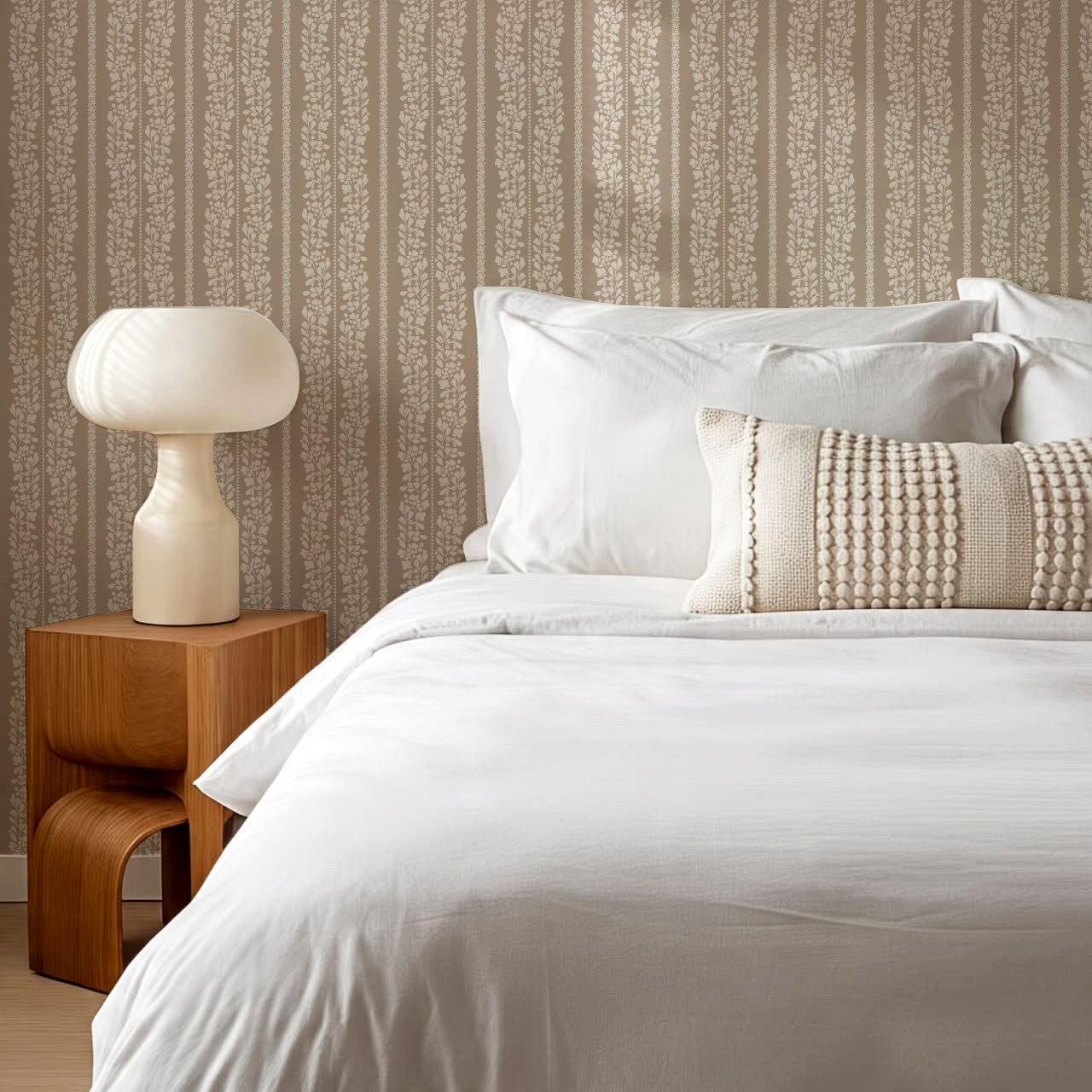 Mary Beige Laced Petals Wallpaper
